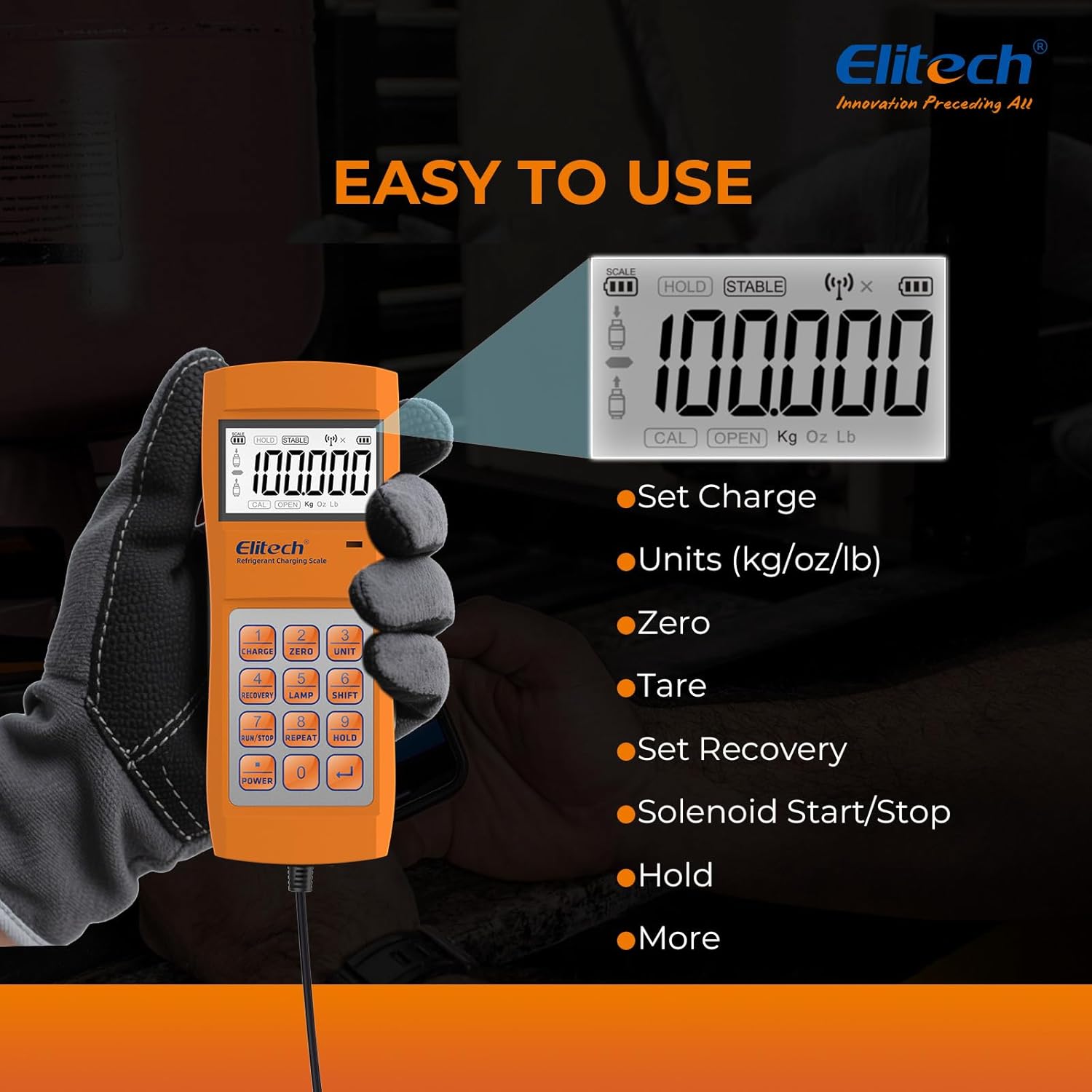 Cân điện tử đo chất môi lạnh Elitech LMC-200 220 Lbs 02