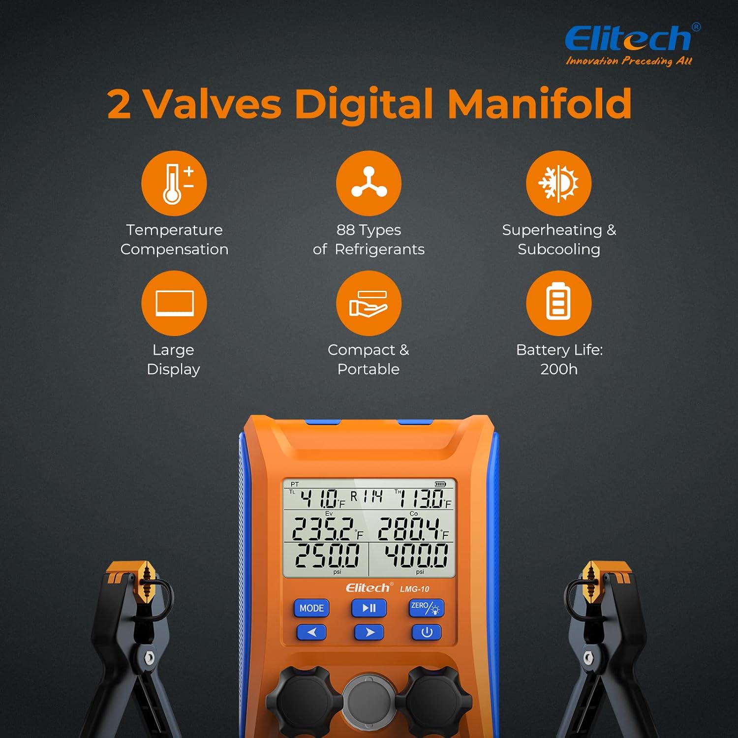 Đồng hồ đo áp suất ga lạnh Elitech LMG-10 02