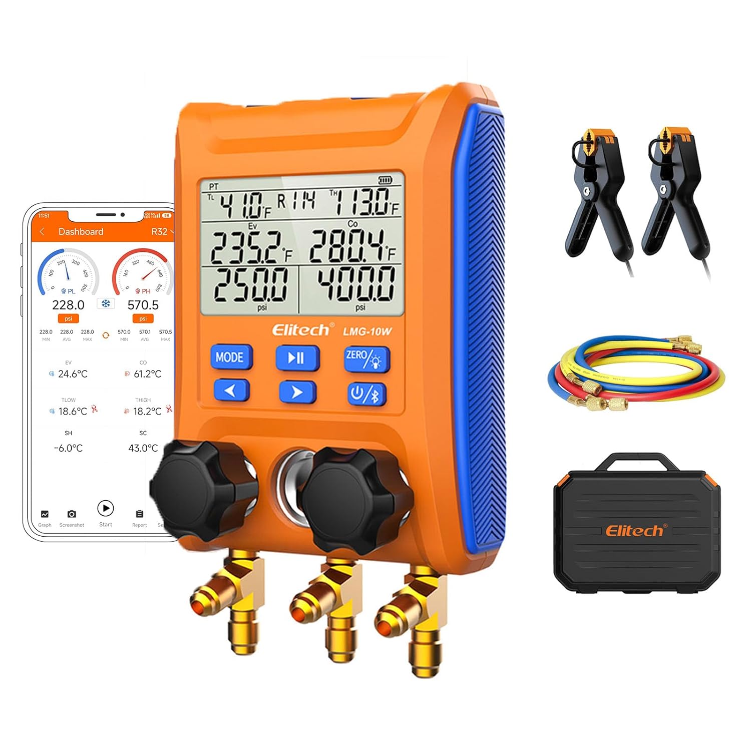 Đồng hồ đo áp suất ga lạnh Elitech LMG-10W 01
