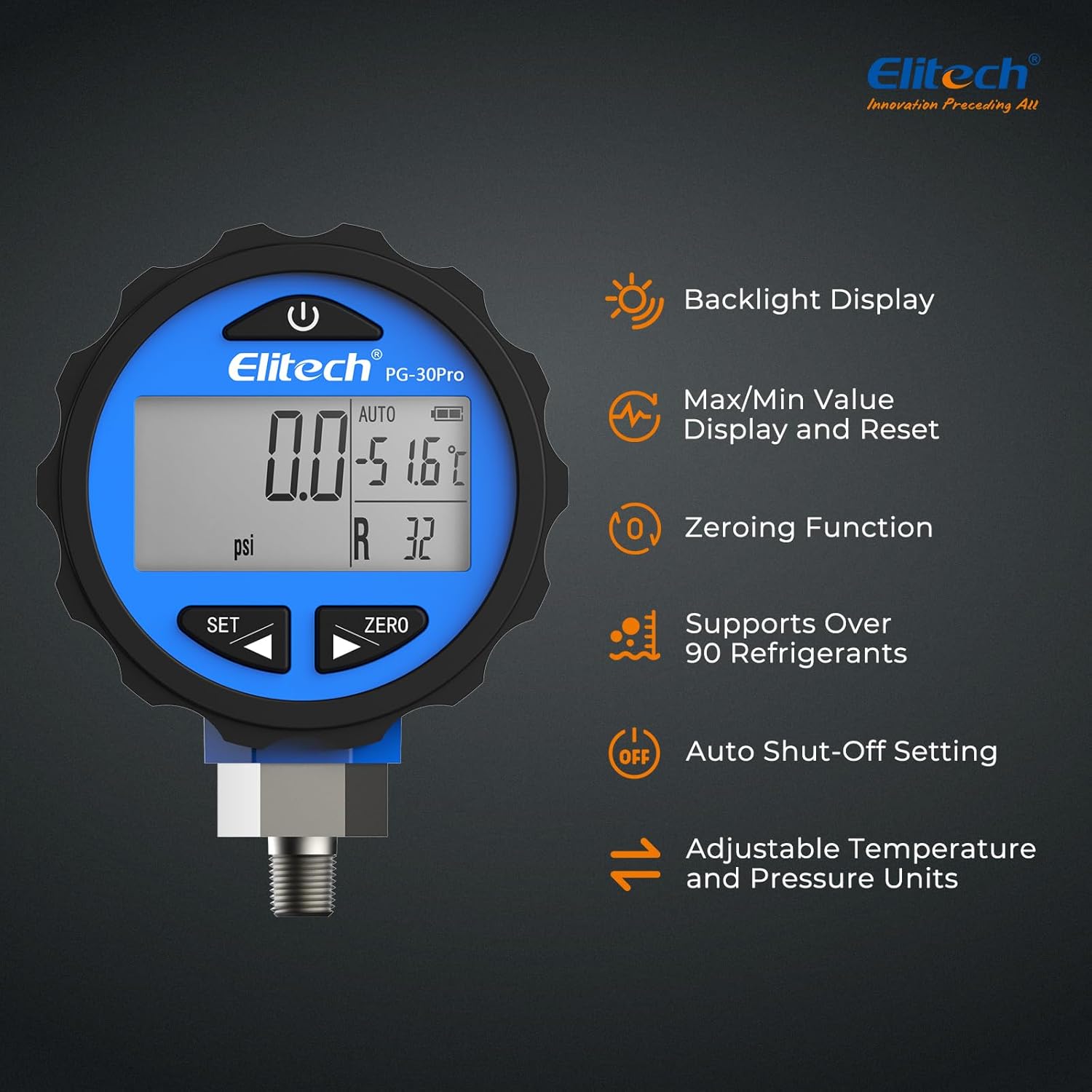 Đồng hồ đo áp suất kỹ thuật số Elitech PG-30Pro 01
