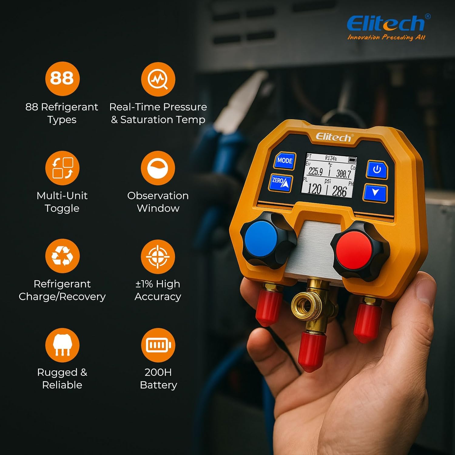 Đồng hồ đo áp suất, nhiệt độ Elitech DMG-2SE 01