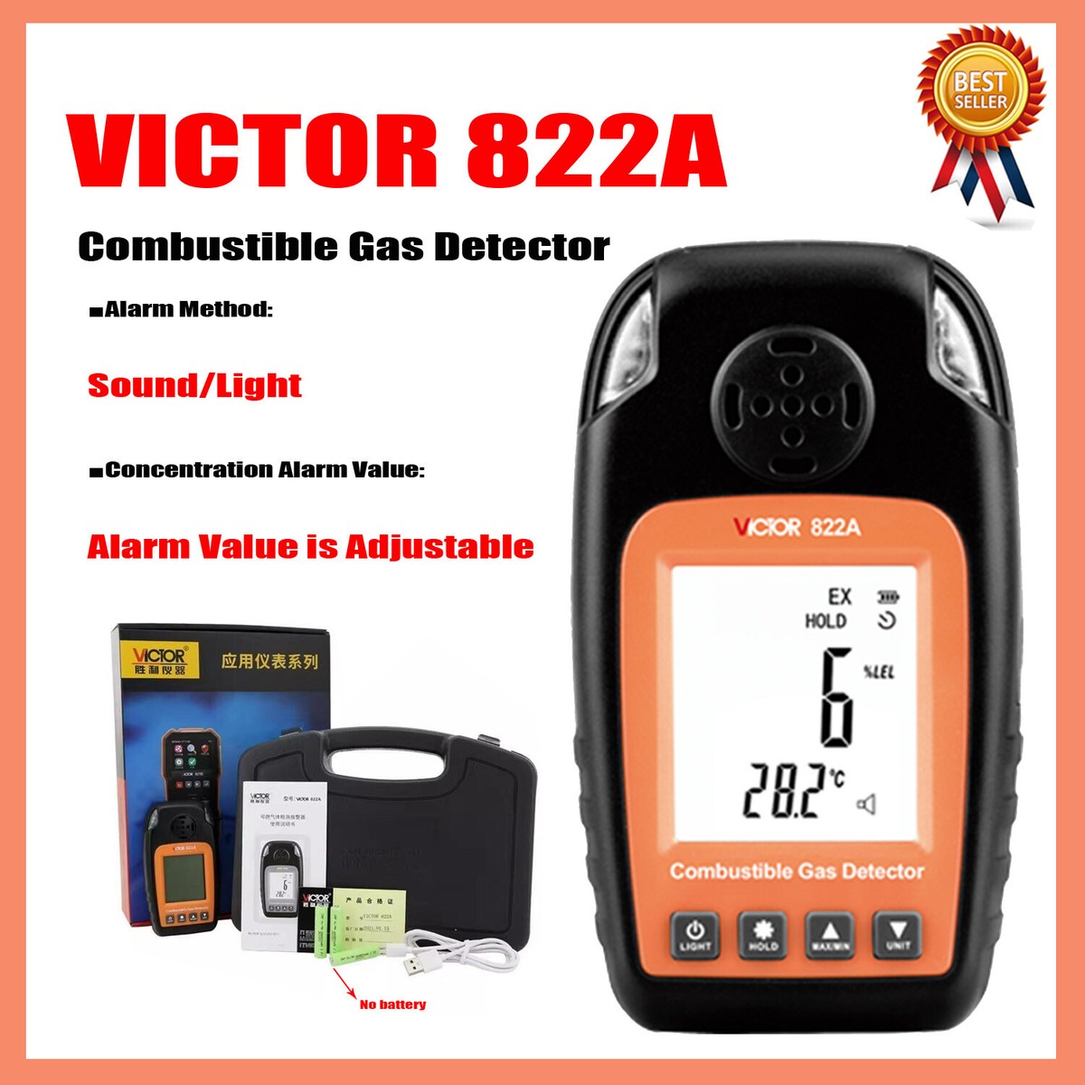MÁY DÒ KHÍ CẦM TAY – VICTOR 822A