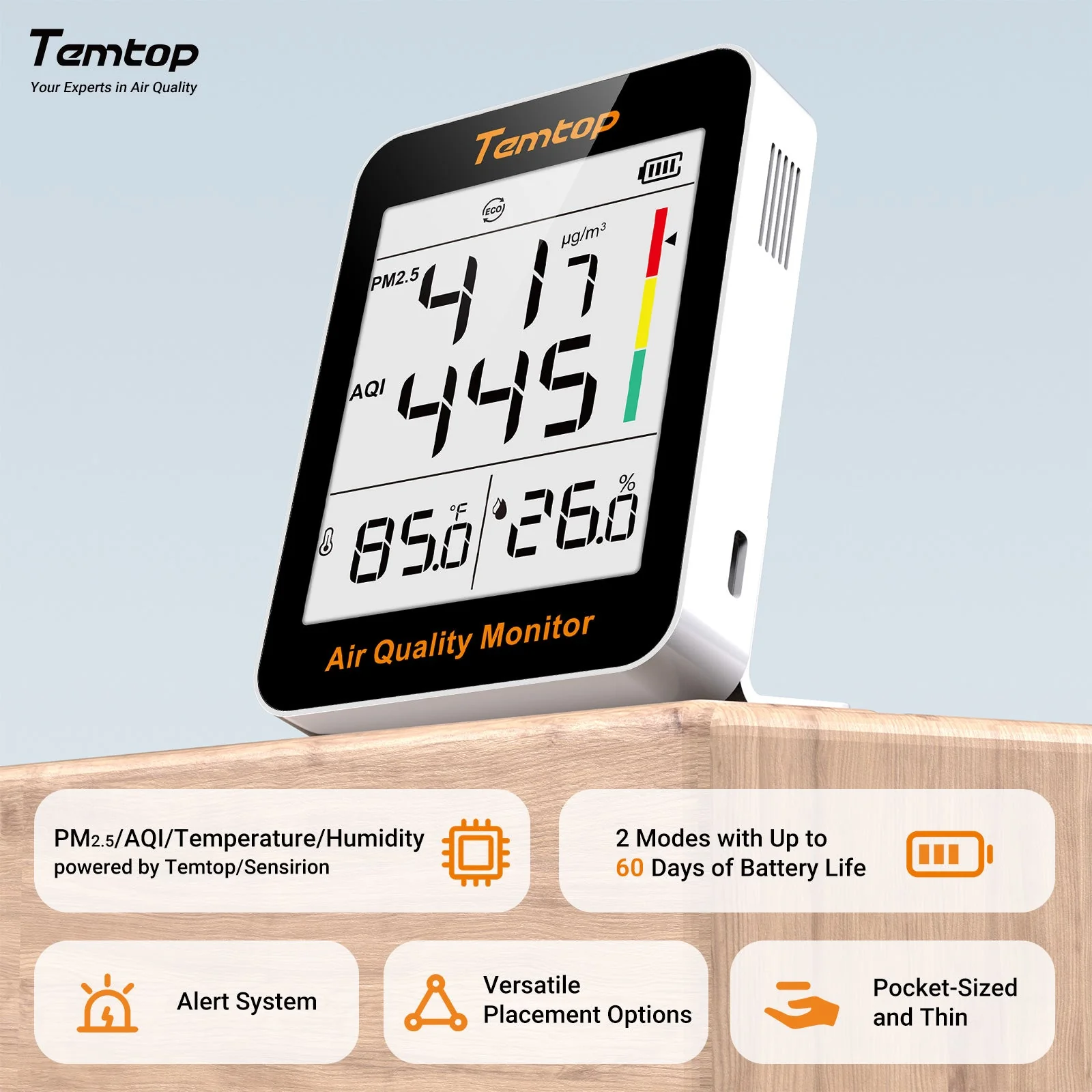 Máy đo chất lượng không khí Indoor Temtop S1-up 01