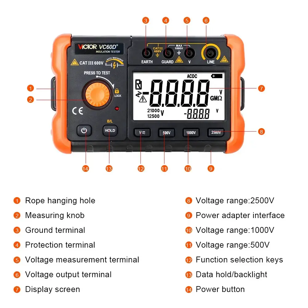 Máy đo điện trở cách điện VICTOR VC60D+ 03