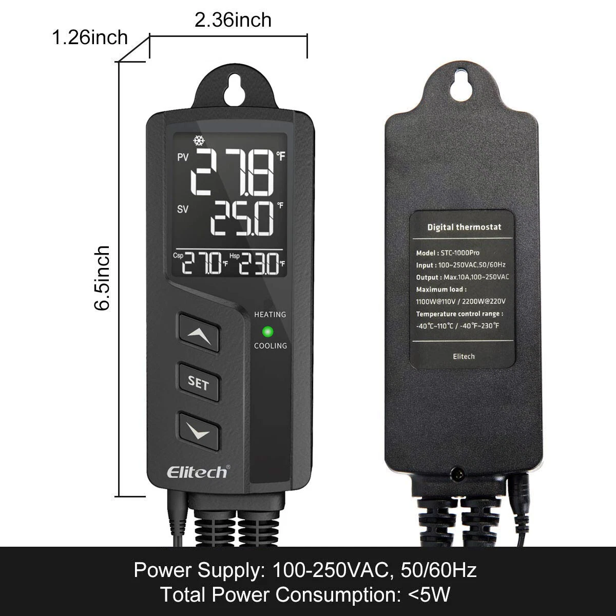 Bộ điều khiển nhiệt độ độ ẩm Elitech STC-1000Pro-TH 03