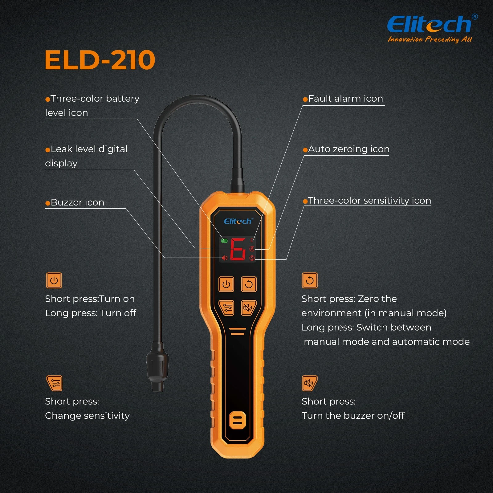 Máy dò rò rỉ gas lạnh cầm tay Elitech ELD-210 01