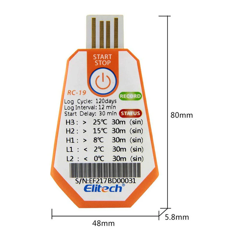 USB tự ghi nhiệt độ dùng 1 lần Elitech RC-19 02