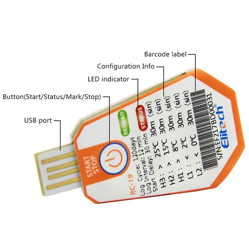 USB tự ghi nhiệt độ dùng 1 lần Elitech RC-19 03