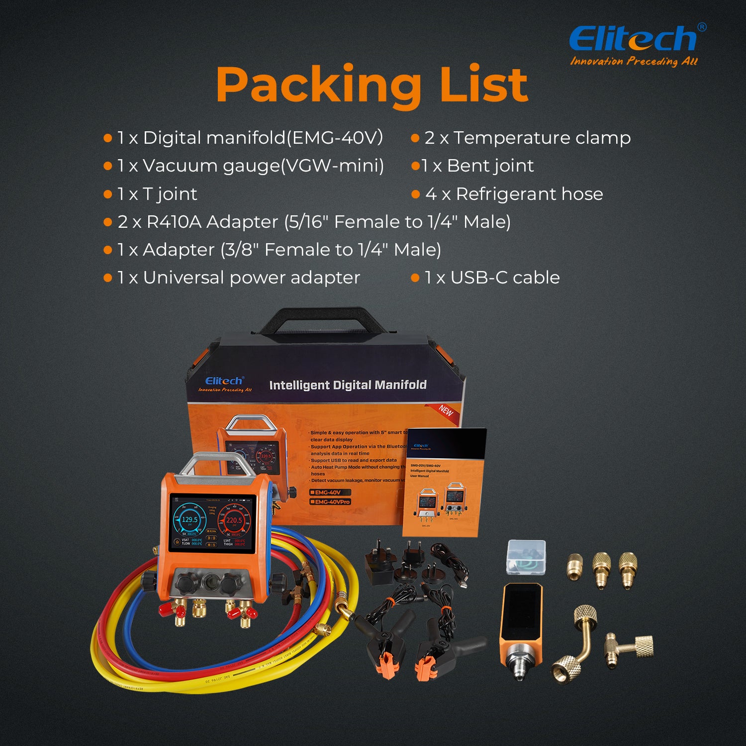 Đồng hồ đo đa tạp 4 van kỹ thuật số Elitech EMG-40VPro 02
