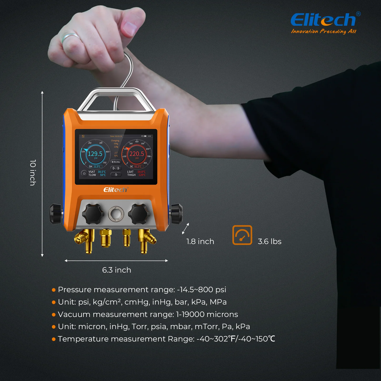 Đồng hồ đo đa tạp 4 van kỹ thuật số Elitech EMG-40VPro 04