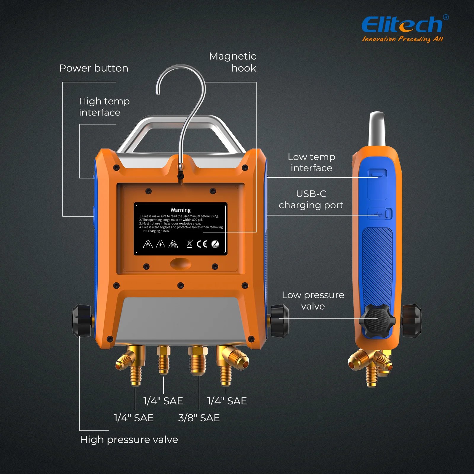 Đồng hồ đo đa tạp 4 van kỹ thuật số Elitech EMG-40VPro 05