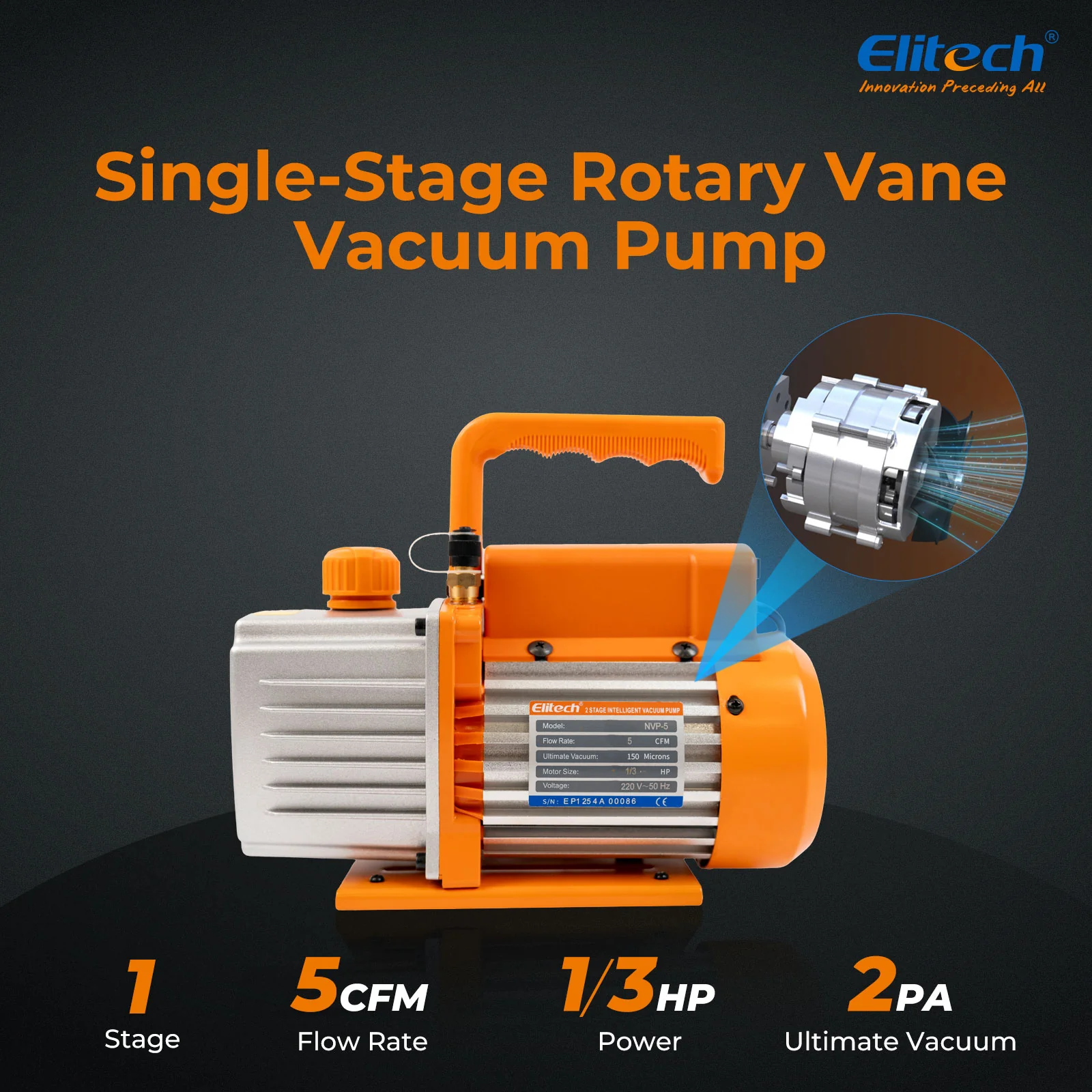 Máy bơm chân không Elitech NVP-5 HVAC 220V 5CFM 02