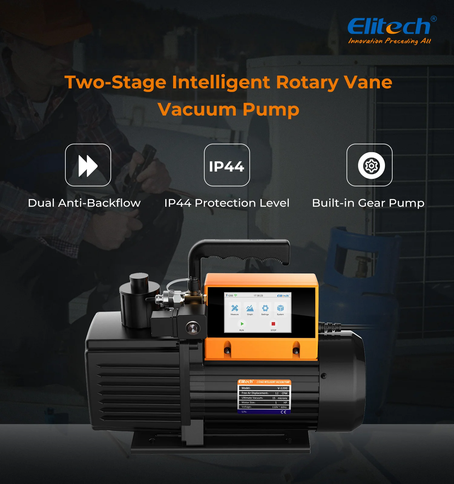 Máy bơm chân không thông minh 2 tầng Elitech V1200 06