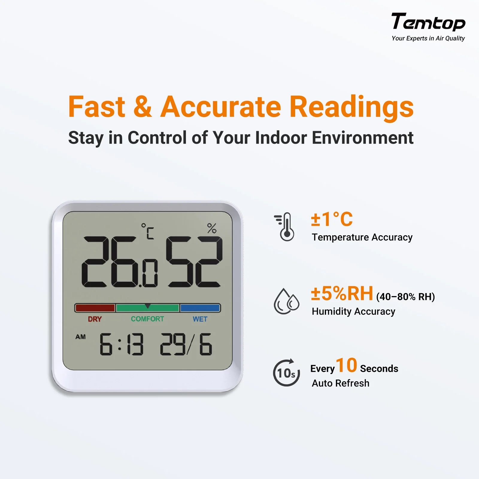 Nhiệt kế ẩm kế trong nhà Temtop T1-SE 03
