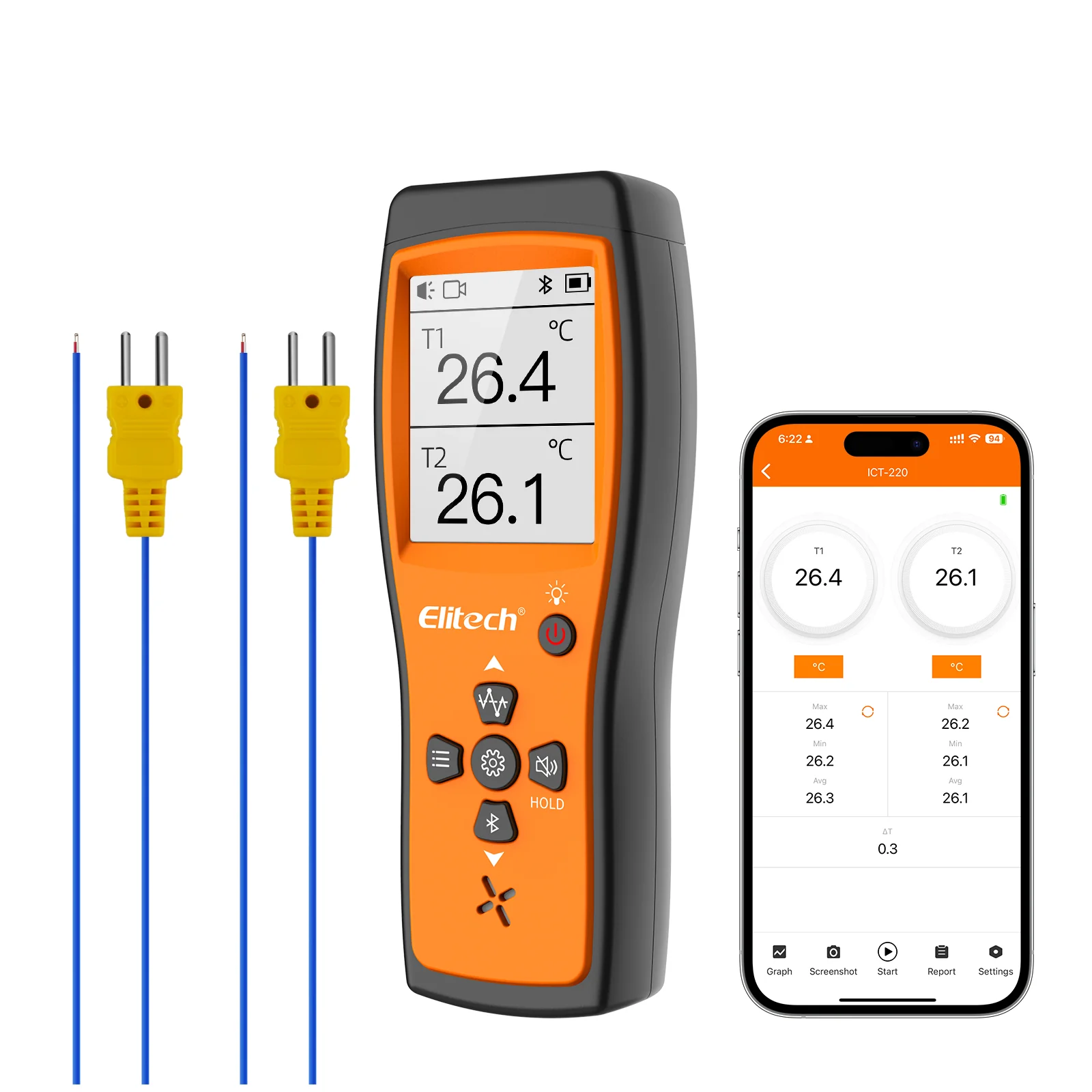 Nhiệt kế cặp nhiệt điện kép Bluetooth Elitech ICT-220 01
