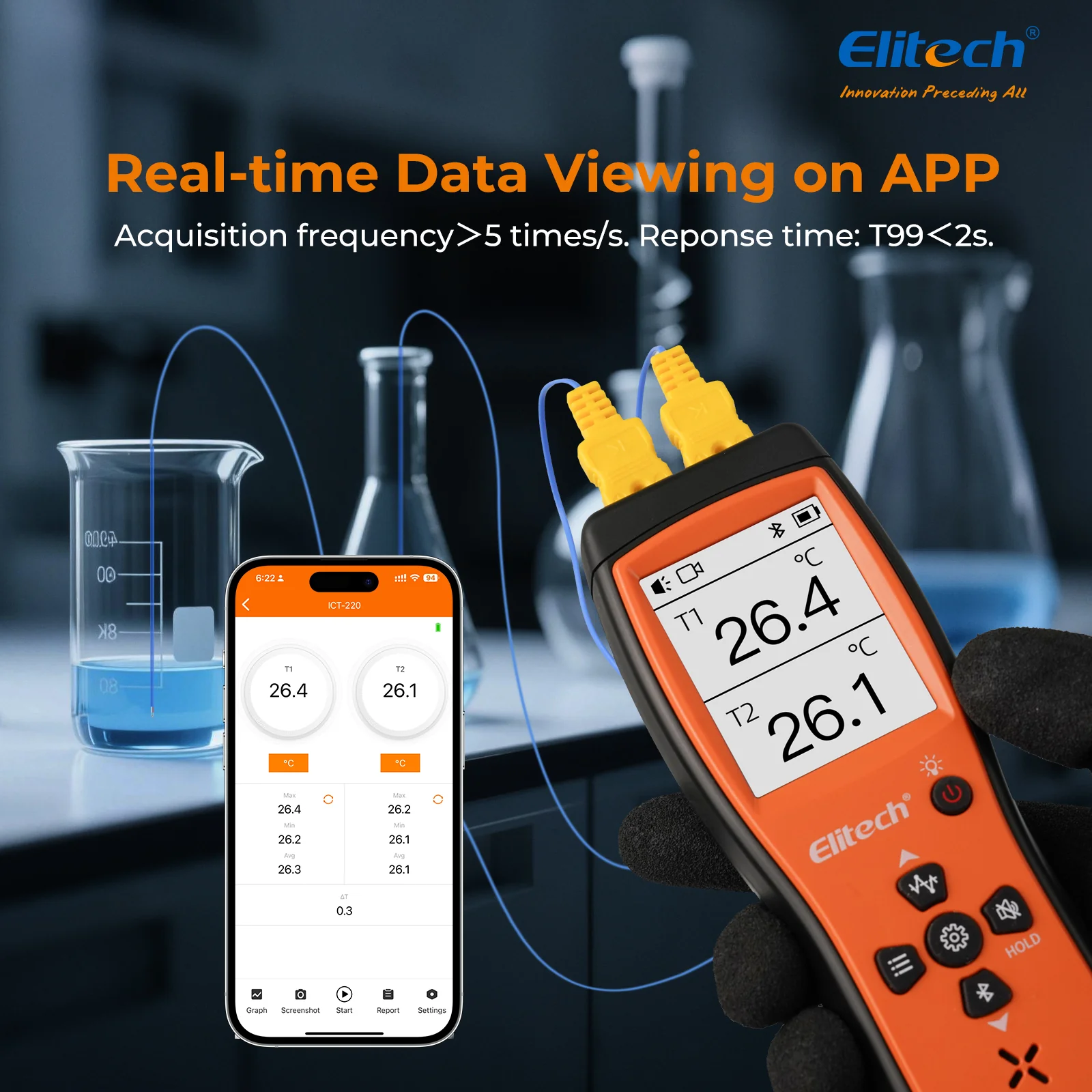 Nhiệt kế cặp nhiệt điện kép Bluetooth Elitech ICT-220 02