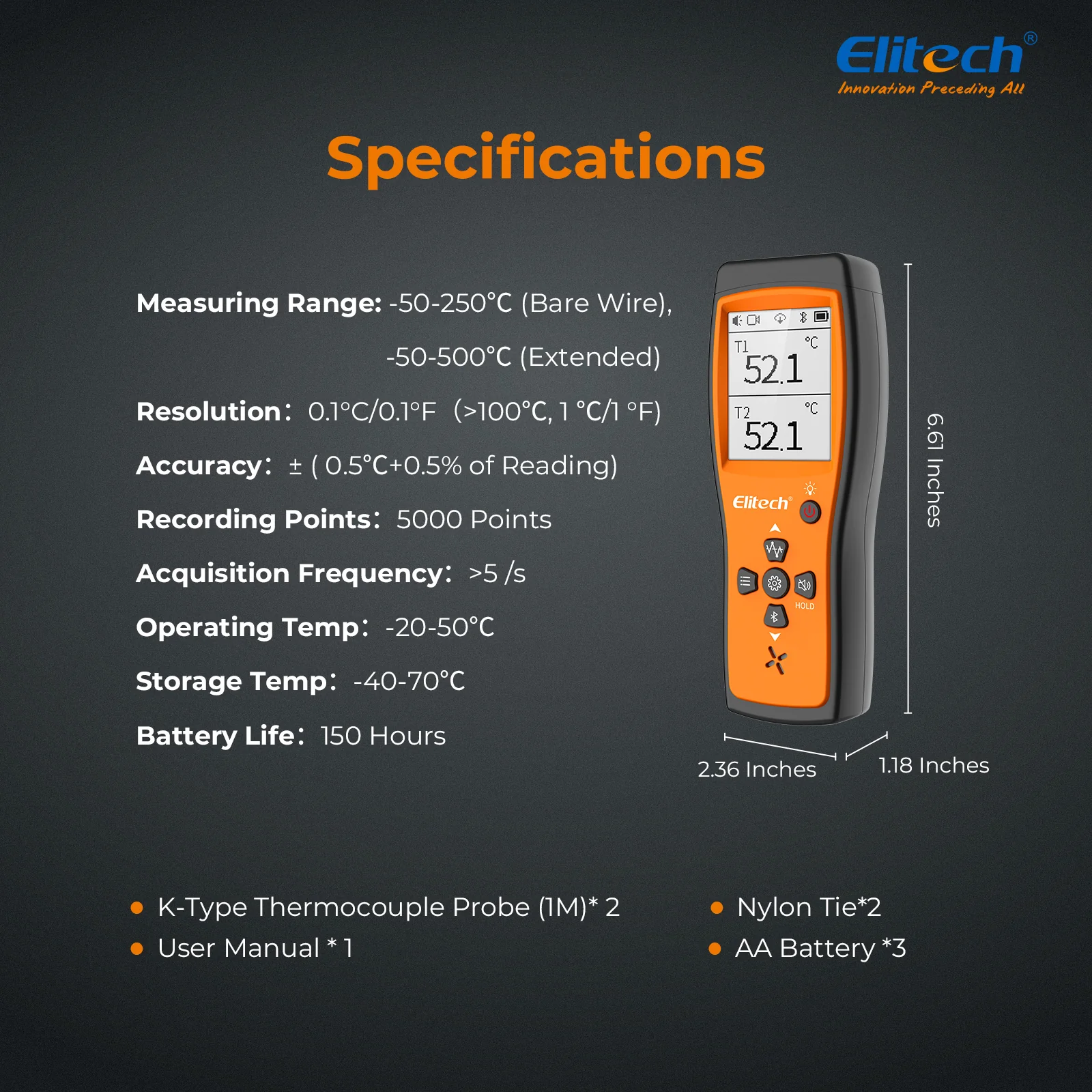 Nhiệt kế cặp nhiệt điện kép Bluetooth Elitech ICT-220 08