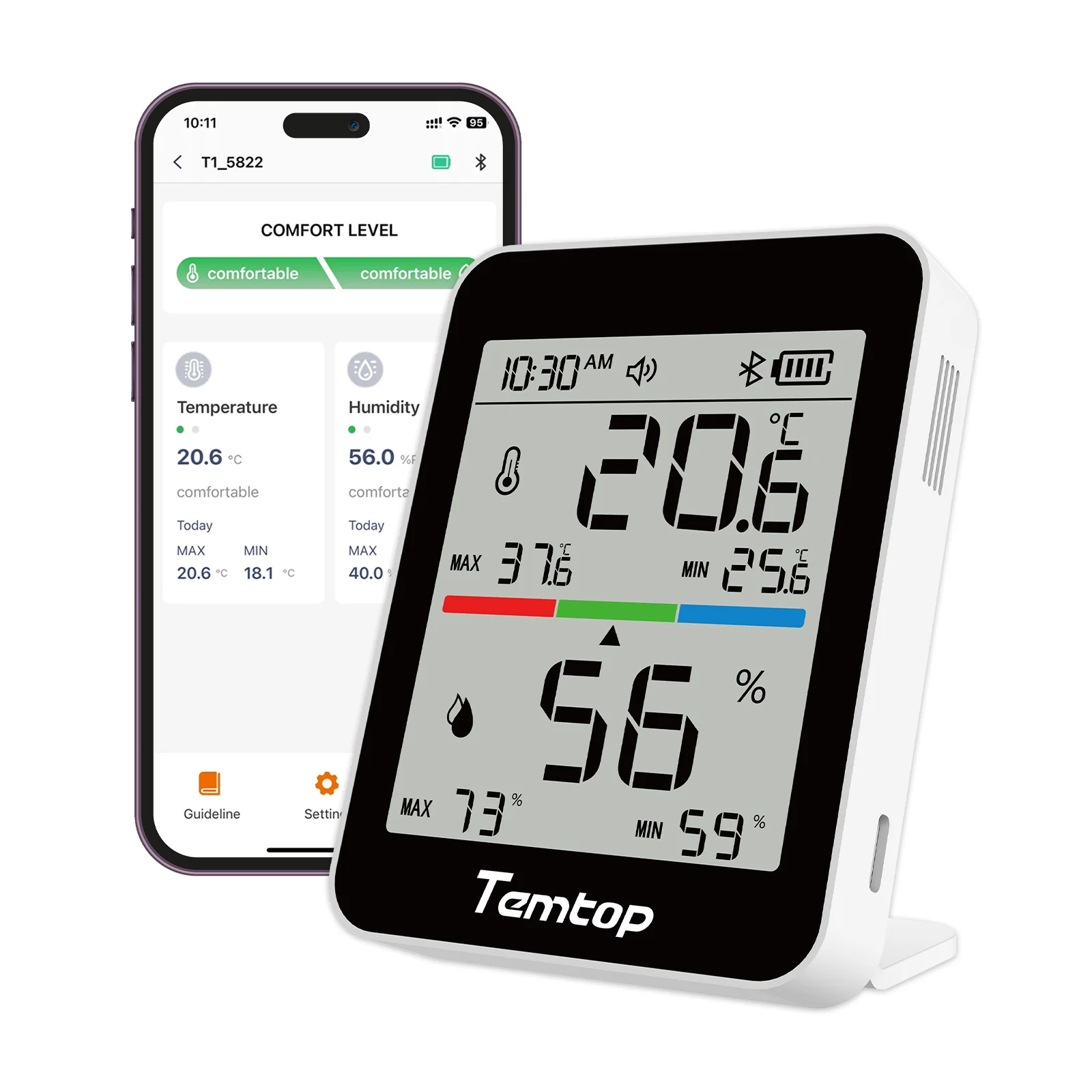 Nhiệt kế và ẩm kế Bluetooth trong nhà Temtop T1 01