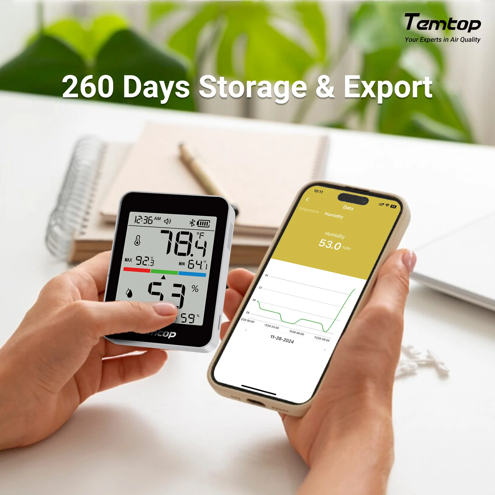 Nhiệt kế và ẩm kế Bluetooth trong nhà Temtop T1 04