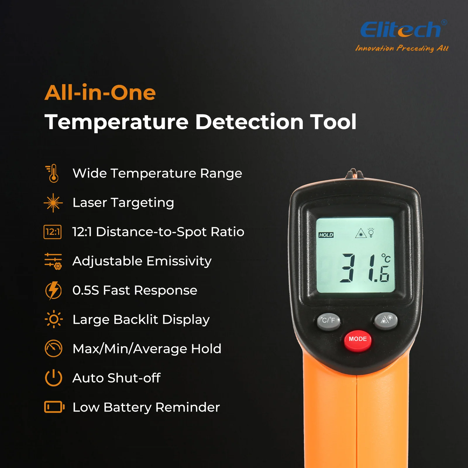 Súng đo nhiệt độ không tiếp xúc hồng ngoại Elitech DIT-220 02
