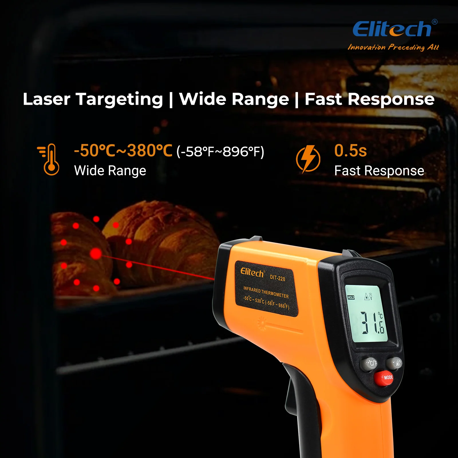 Súng đo nhiệt độ không tiếp xúc hồng ngoại Elitech DIT-220 03