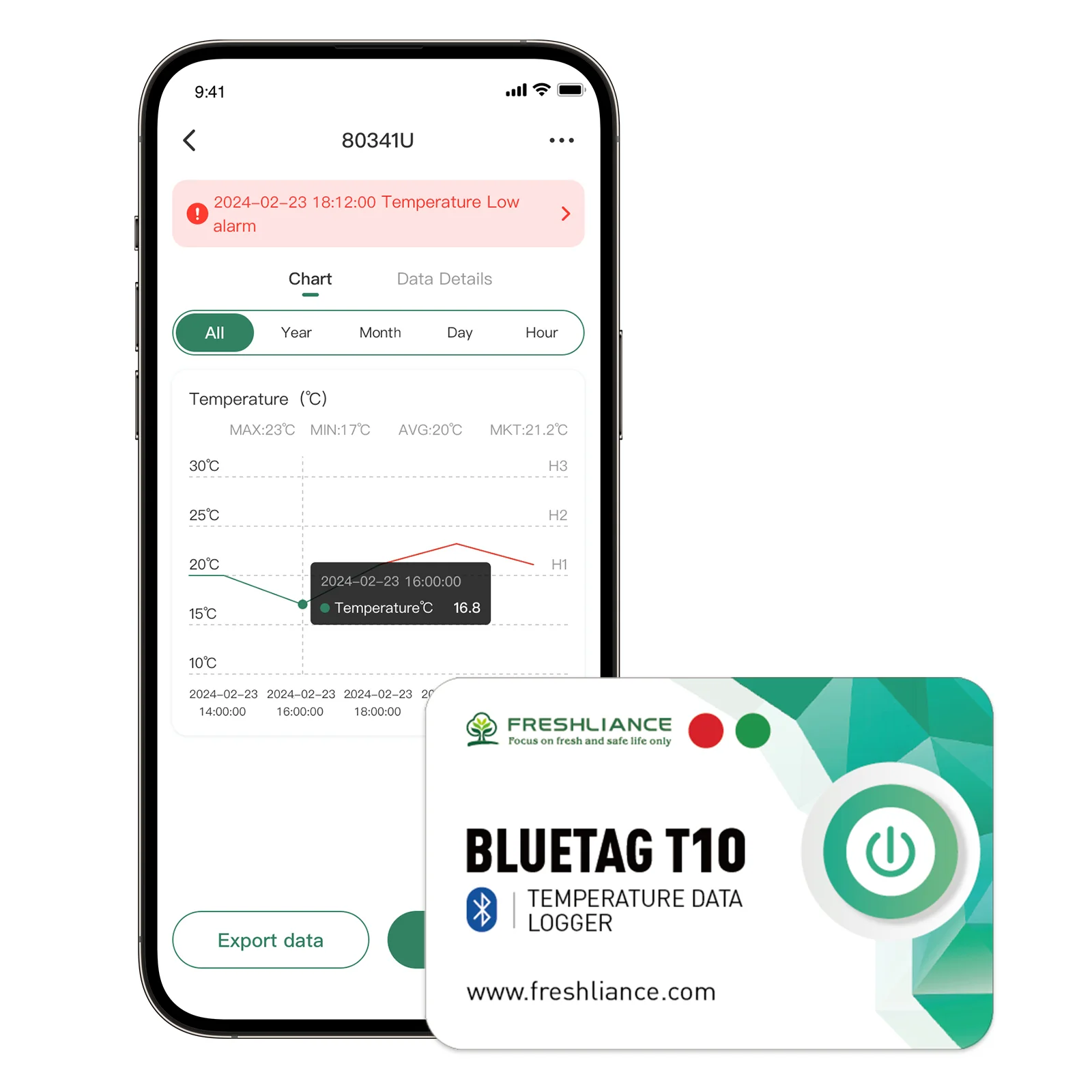 Máy ghi dữ liệu nhiệt độ Bluetooth BlueTag T10 02