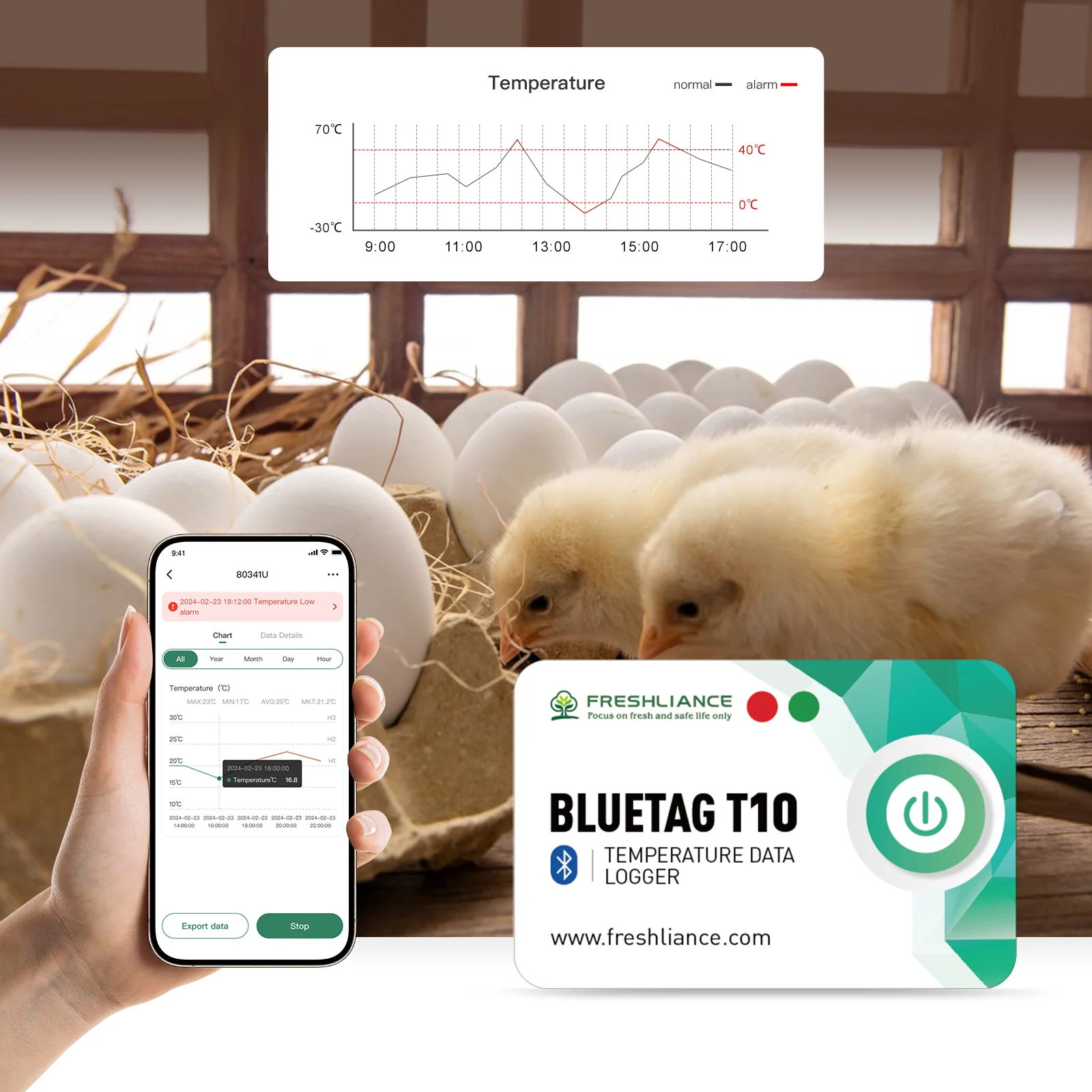 Máy ghi dữ liệu nhiệt độ Bluetooth BlueTag T10 08