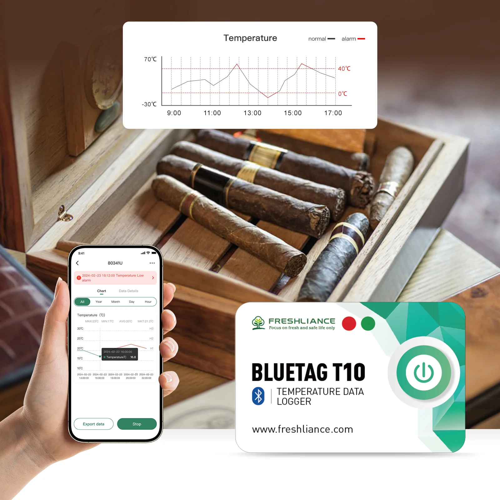 Máy ghi dữ liệu nhiệt độ Bluetooth BlueTag T10 09