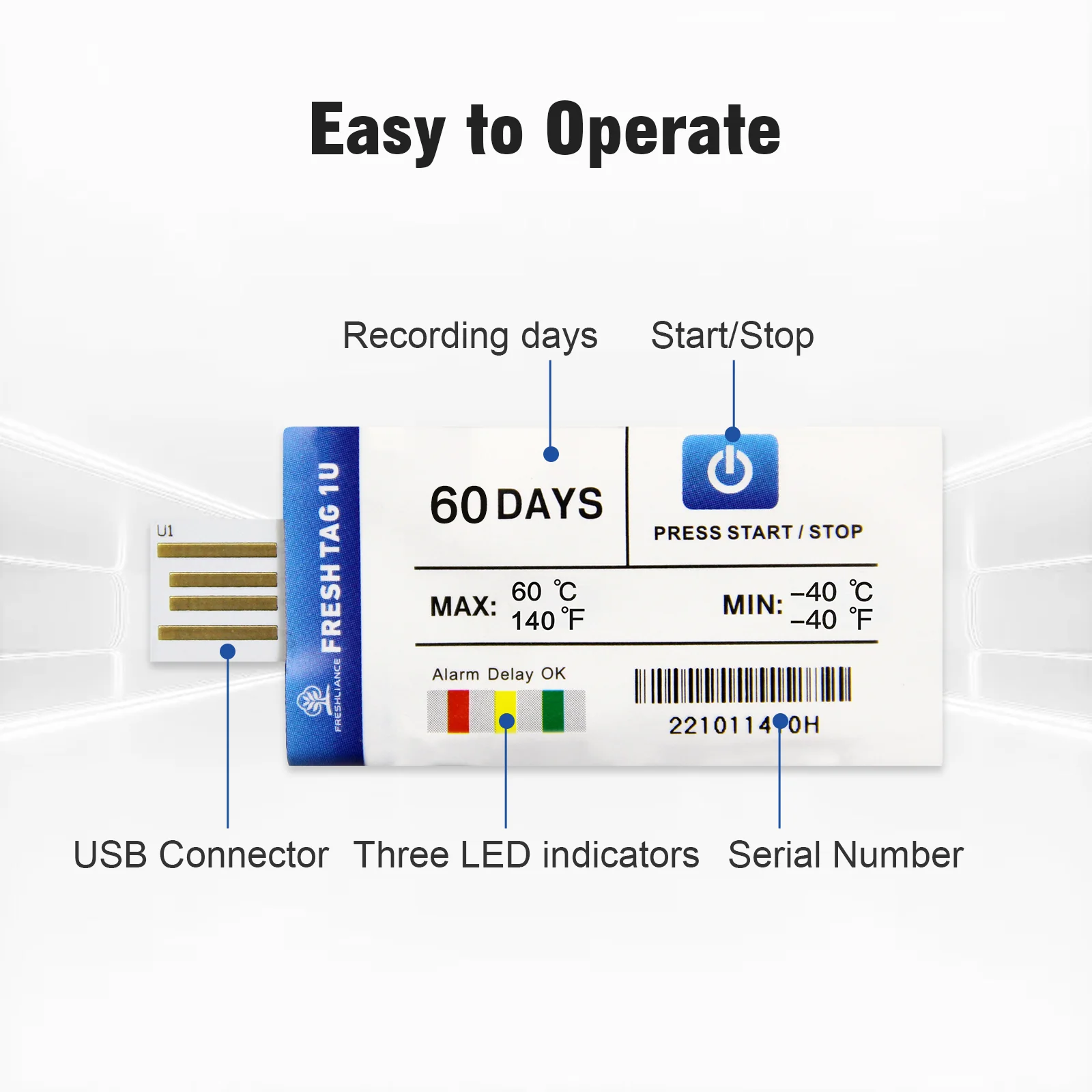 Máy ghi dữ liệu nhiệt độ Fresh Tag 1U kèm báo cáo PDF 05