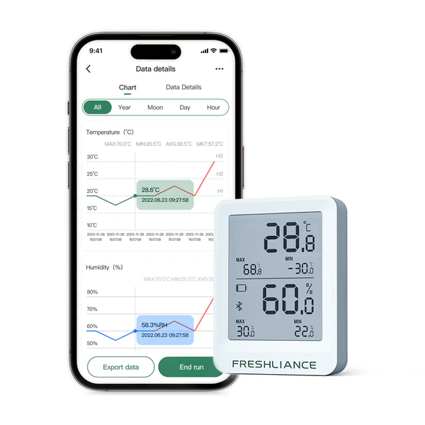 Máy ghi dữ liệu nhiệt độ và độ ẩm Bluetooth BlueTag TH20 01